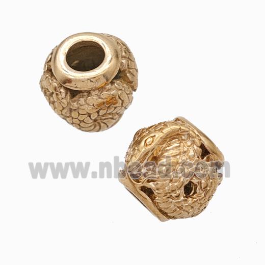 Titanium Steel Round Beads Large Hole Hollow Snake Rose Gold