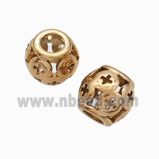 Titanium Steel Barrel Beads Large Hole Hollow Rose Gold