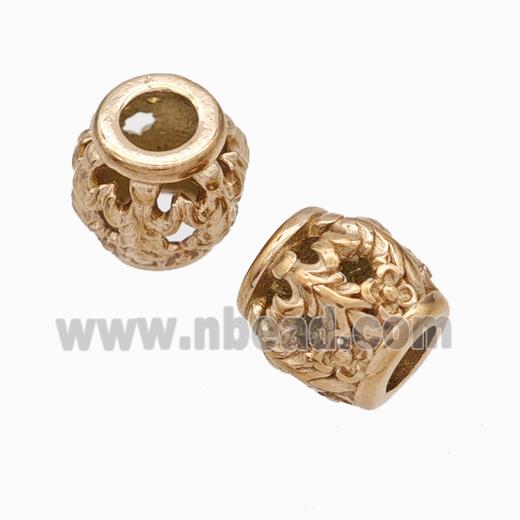 Titanium Steel Barrel Beads Large Hole Hollow Rose Gold