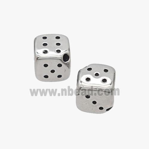 Raw Stainless Steel Dice Beads Cube