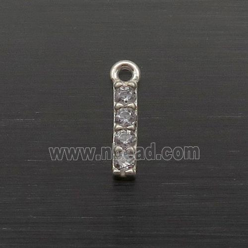 Sterling Silver I-Letter Pendant Pave Zircon