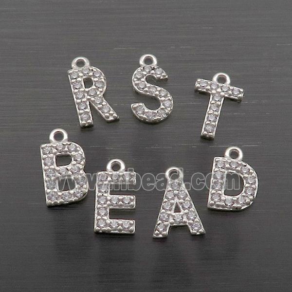 Sterling Silver Letter Pendant Pave Zircon Mix Alphabet