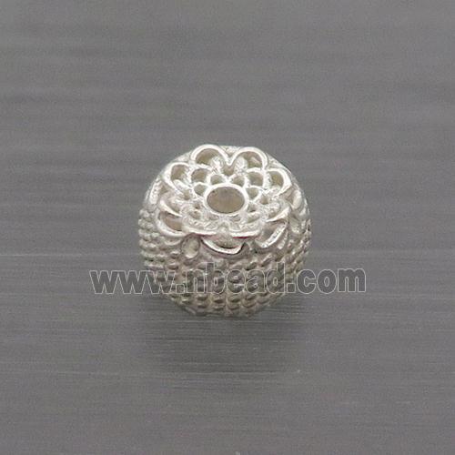 Sterling Silver Beads Round Flower Hollow