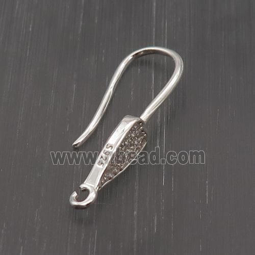 Sterling Silver Hook Earring Pave Zircon