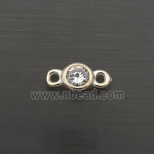 Sterling Silver Connector Pave Crystal Glass