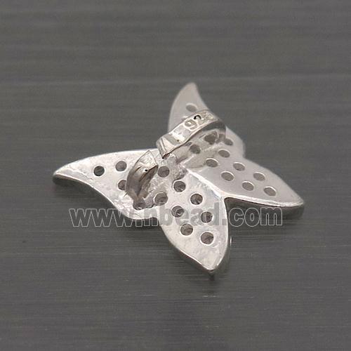 Sterling Silver Butterfly Beads Pave Zircon Large Hole