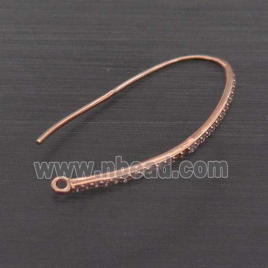 Sterling Silver Hook Earring Pave Zircon Rose Gold