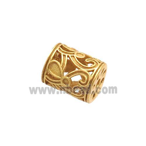 Sterling Silver Beads Tube Hollow Gold Plated