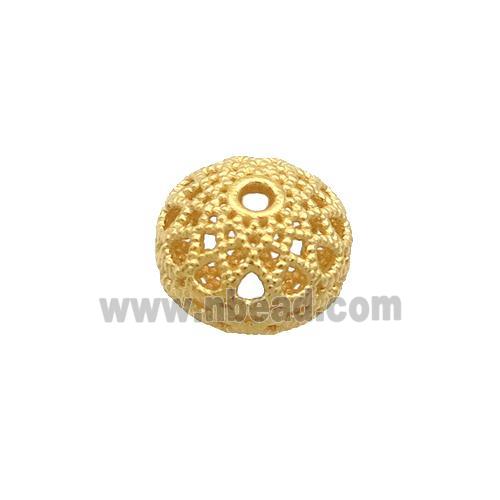 Sterling Silver Beads Rondelle Hollow Gold Plated