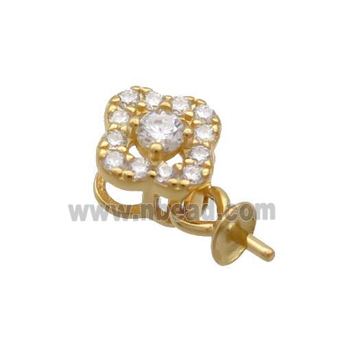 Sterling Silver Bail Pave Zircon Pad Gold Plated