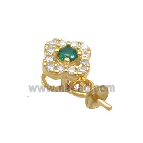 Sterling Silver Bail Pave Zircon Pad Gold Plated