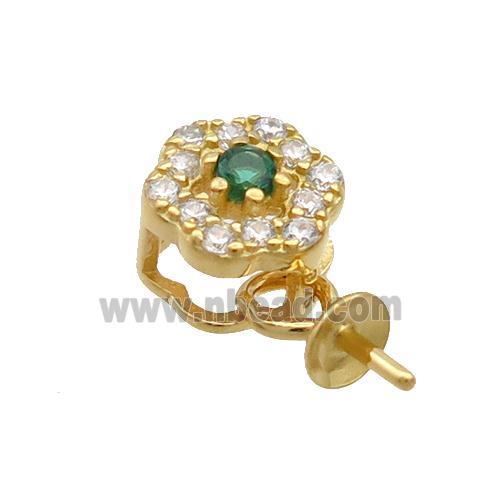 Sterling Silver Bail Pave Zircon Pad Gold Plated