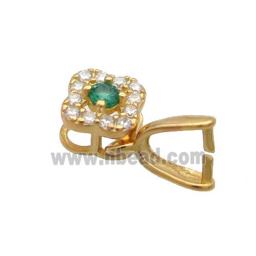 Sterling Silver Pinch Bail Pave Zircon Clasp Gold Plated