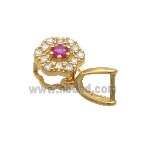 Sterling Silver Pinch Bail Pave Zircon Clasp Gold Plated