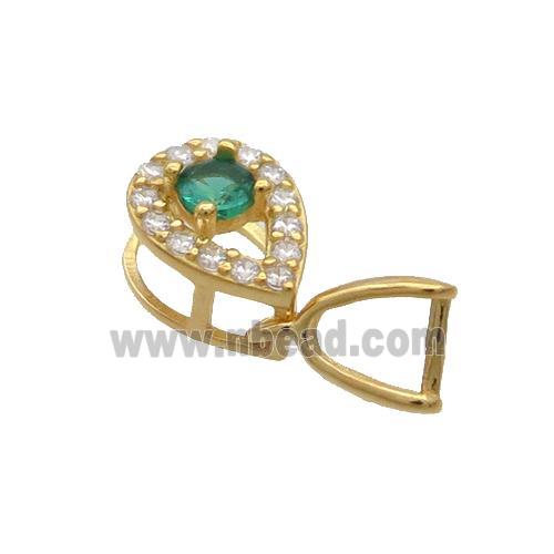 Sterling Silver Pinch Bail Pave Zircon Clasp Gold Plated