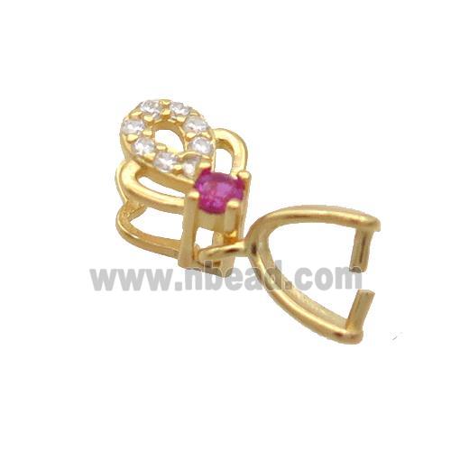 Sterling Silver Pinch Bail Pave Zircon Clasp Gold Plated