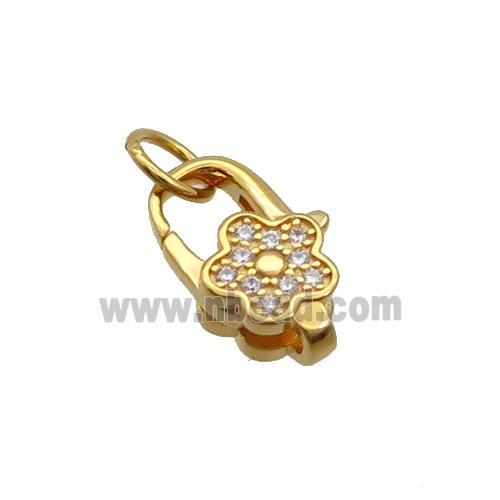 Sterling Silver Lobster Clasp Pave Zircon Flower Gold Plated