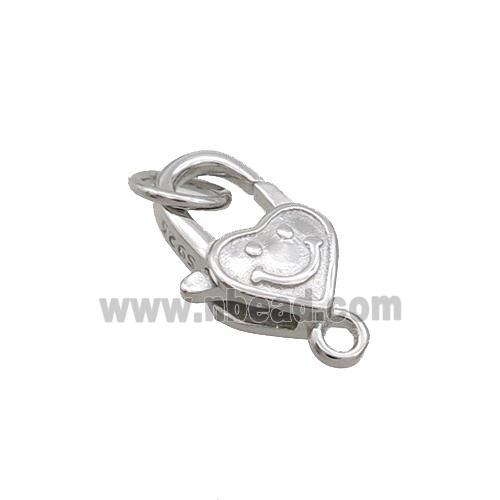 Sterling Silver Lobster Clasp Emoji Platinum Plated