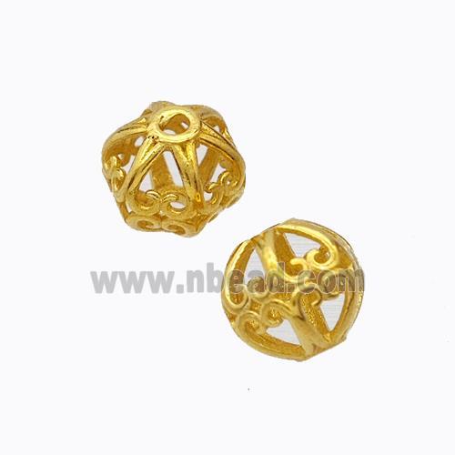 925 Sterling Silver Round Beads Hollow Gold Plated