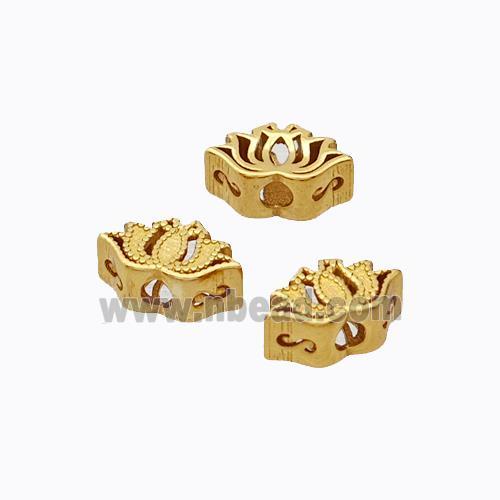 925 Sterling Silver Lotus Beads Hollow Flower Gold Plated