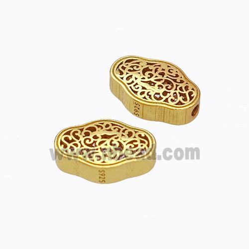 925 Sterling Silver Beads Hollow Gold Plated