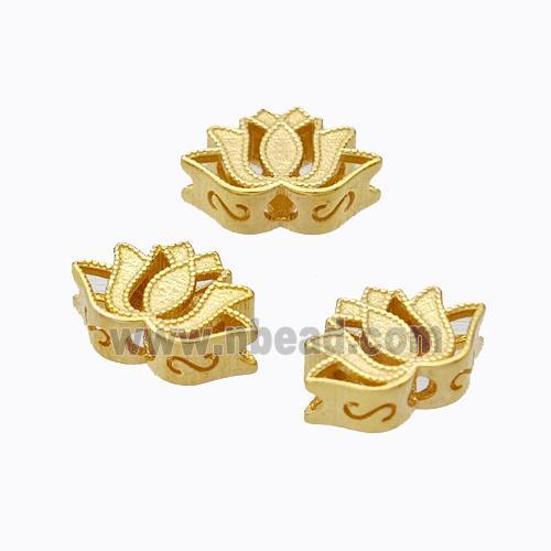 925 Sterling Silver Lotus Beads Flower Hollow Gold Plated