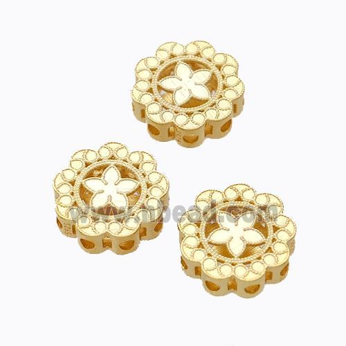 925 Sterling Silver Flower Beads Hollow Gold Plated