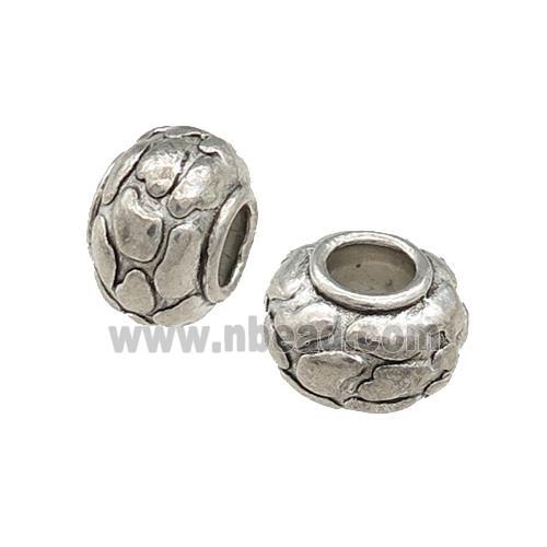 Tibetan Style Zinc Rondelle Beads Large Hole Antique Silver