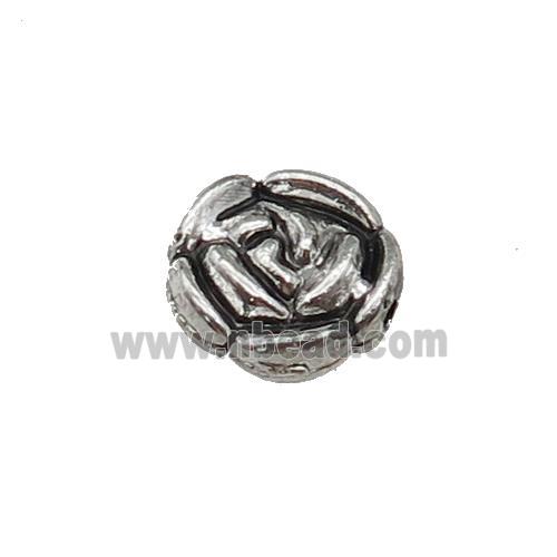 Tibetan Style Zinc Flower Beads Antique Silver