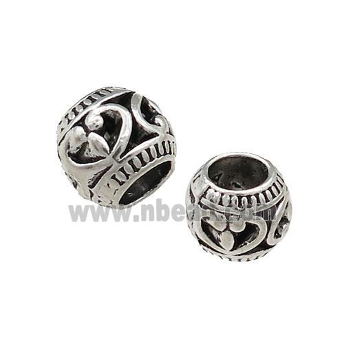 Tibetan Style Zinc Round Beads Large Hole Antique Silver