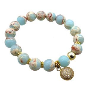 blue Imperial Jasper bracelet, stretchy, approx 10mm