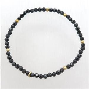 black Spinel Bracelet, stretchy, approx 3mm, 50mm dia