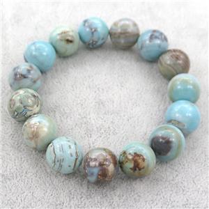 dye Agate Bracelet, turq, stretchy, approx 14mm