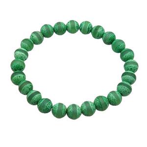 green stretchy Tibetan Agate Bracelet round, approx 8mm dia