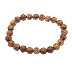 stretchy Tibetan Agate bracelets Evil round, approx 8mm dia