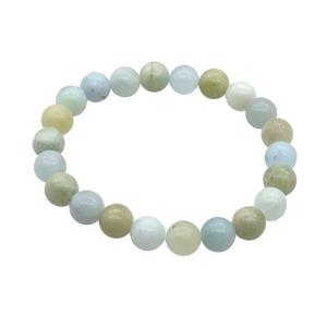 Multicolor Aquamarine Bracelet Stretchy Round, approx 8mm dia