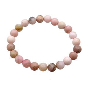 Pink Opal Bracelet Stretchy Round, approx 8mm dia