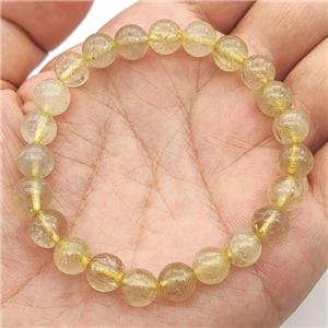 Gold Rutilated Quartz Bracelet Stretchy Round, approx 8mm dia