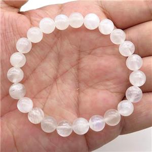 White MoonStone Bracelet Stretchy Round, approx 8mm dia