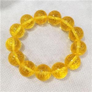 Resin Bracelet Stretchy Yellow, approx 19mm