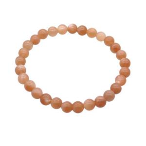 Natural Peach Sunstone Bracelet Stretchy, approx 6mm dia