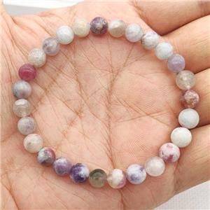 Natural Plum Blossom Tourmaline Bracelet Stretchy C-Grade, approx 6mm dia