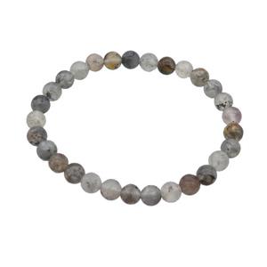 Gray Quartz Bracelet Stretchy, approx 6mm dia