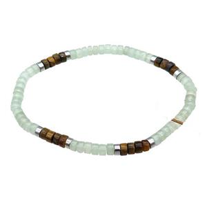 Green Aventurine Bracelet Tiger Eye Stone Stretchy, approx 4mm