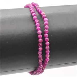 Natural Ruby Bracelet Faceted Round Stretchy Dye, approx 3-3.5mm