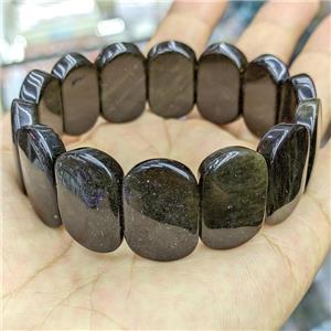 Natural Golden Obsidian Bracelet Stretchy, approx 15-24mm