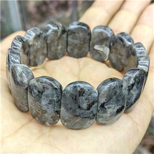 Natural Black Labradorite Bracelet Stretchy, approx 15-24mm