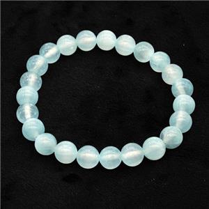 Teal Selenite Bracelet Stretchy Round, approx 8mm