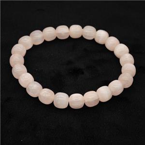 Pink Selenite Bracelet Stretchy Barrel, approx 8x8mm