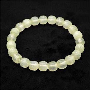 Lt.yellow Selenite Bracelet Stretchy Barrel, approx 8x8mm